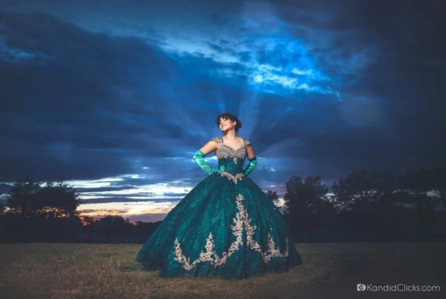 Quinceañera at blue hour