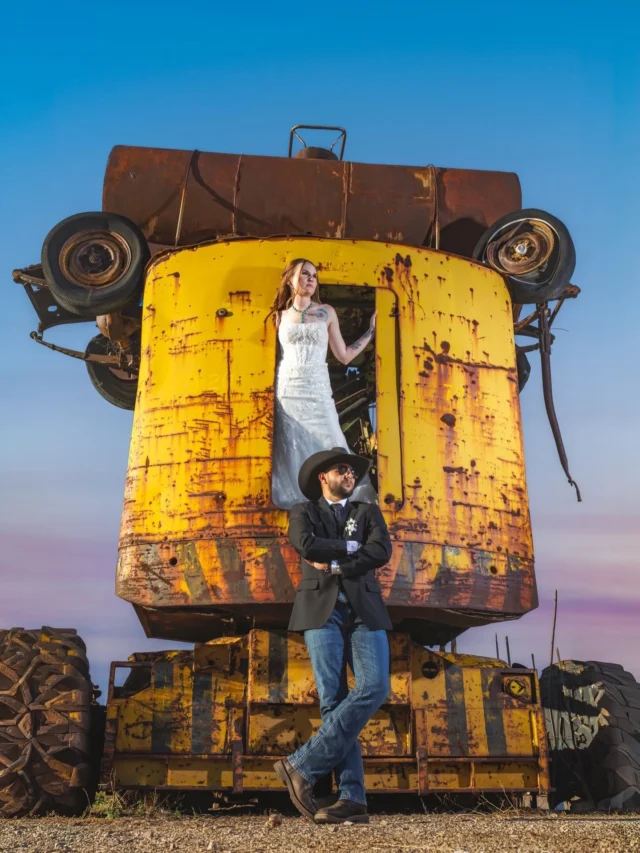 Couple on a vintage truck