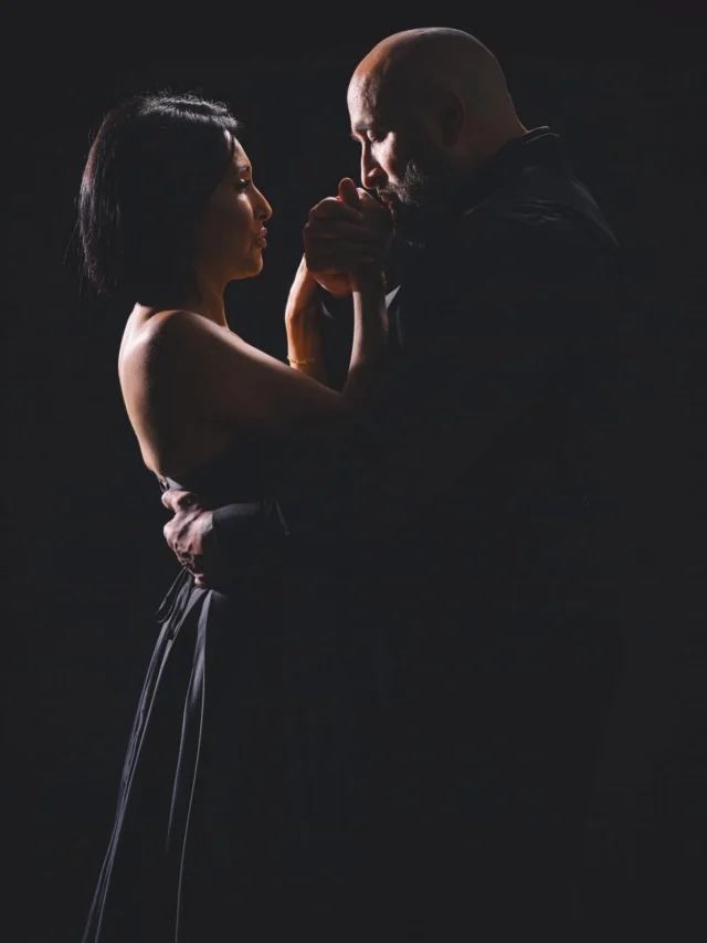 Couple portrait in low light